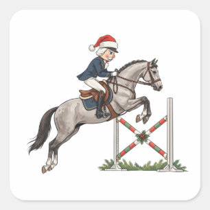 Nutcracker Equestrian Rider Holiday Sports Xmas Square Sticker