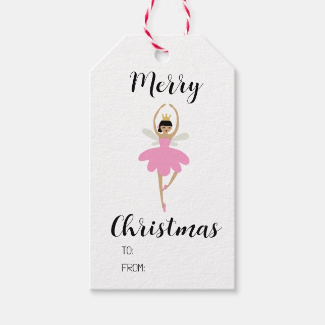 Nutcracker Fairy Ballerina Illustration Gift Tag (Front)