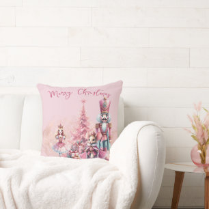 Nutcracker Fairy Tale Christmas on Pink Cushion