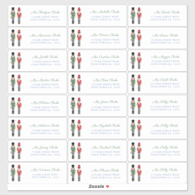 Nutcracker Family Christmas Cards Address Sticker (Sheet)