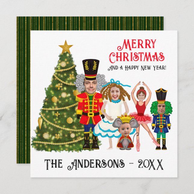 Nutcracker Family of Five | Mum Dad Girl Two Boys Holiday Card (Front/Back)
