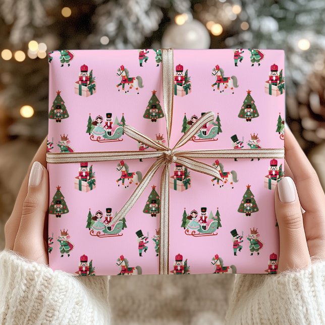 Nutcracker Festive Pink Christmas Holiday Wrapping Paper (Nutcracker Festive Pink Christmas Holiday Wrapping Paper)
