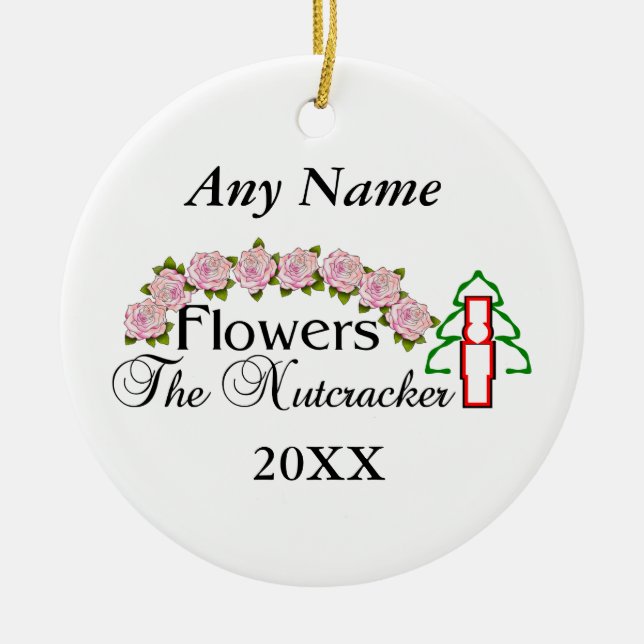 Nutcracker Flowers Ceramic Ornament (Front)