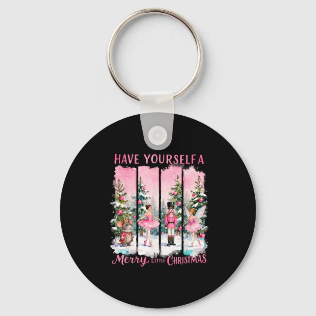 Nutcracker Friends Snow Globe Nk Coquette Bow Chri Key Ring (Front)