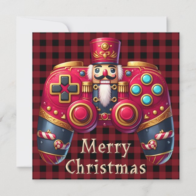 Nutcracker Game Controller Christmas Greeting Card (Front)