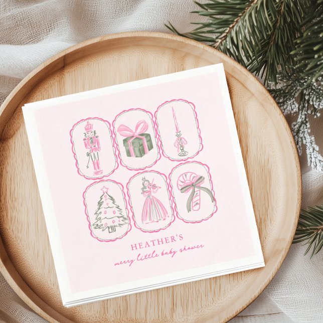 Nutcracker Girl A Merry Little Baby Shower Napkin (Creator Uploaded)