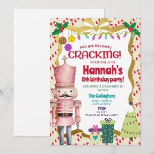 Nutcracker girl Christmas birthday invite. Invitation