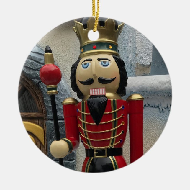 Nutcracker Guard Christmas Ceramic Ornament (Front)