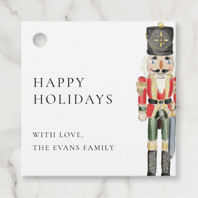 Nutcracker Happy Holidays Christmas Gift Tags (Front)