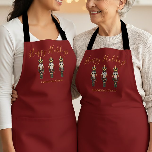 Nutcracker Happy Holidays Cooking Crew Red Apron (Creator Uploaded)