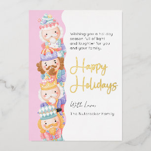 Nutcracker Happy Holidays Photo Foil Holiday Card