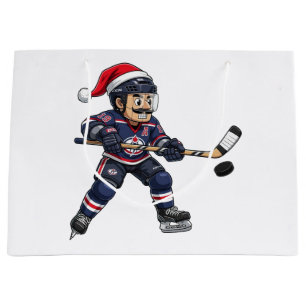 Nutcracker Hockey Athlete Winter Sports Christmas Large Gift Bag