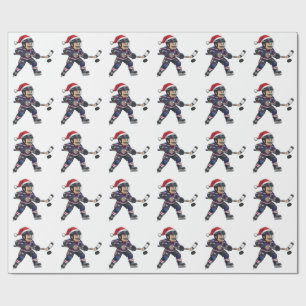 Nutcracker Hockey Athlete Winter Sports Christmas Wrapping Paper