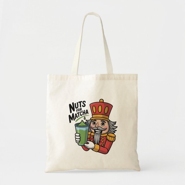 Nutcracker Holding Matcha Latte Funny Nuts For Mat Tote Bag (Front)