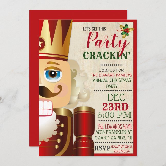 Nutcracker Holiday Christmas Invitation (Front/Back)