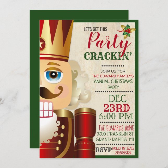 Nutcracker Holiday Christmas Invitation (Front/Back)