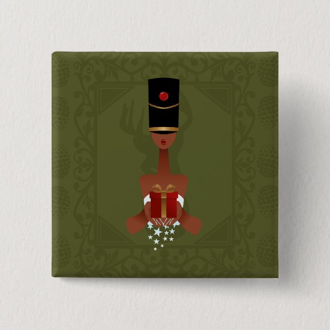 Nutcracker Holiday Gift Christmas Pin Back Button (Front)
