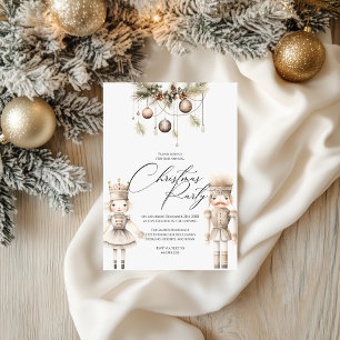 Nutcracker Holiday Invite, Elegant White Christmas Card