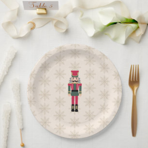 Nutcracker Illustration Snowflake Pattern Paper Plate