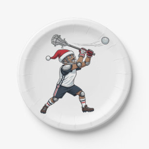 Nutcracker Lacrosse Player Holiday Sports Xmas Paper Plate