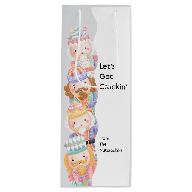 Nutcracker Let's Get Crackin' Christmas Wine Gift Bag (Front)