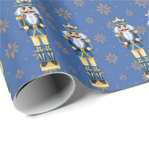 Nutcracker Men Blue and Gold Traditional Wrapping Paper