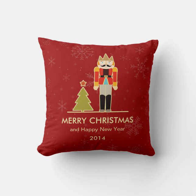 Nutcracker Merry Christmas and Happy New Year 2014 Cushion (Front)