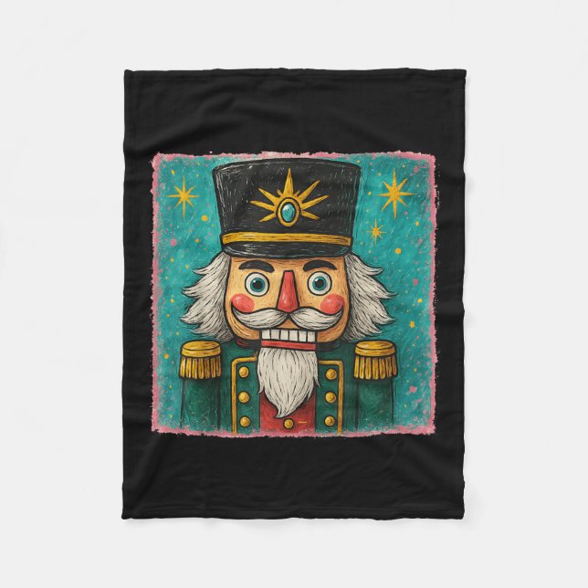 Nutcracker Merry Christmas Men Women Kids Painting Fleece Blanket (Front)