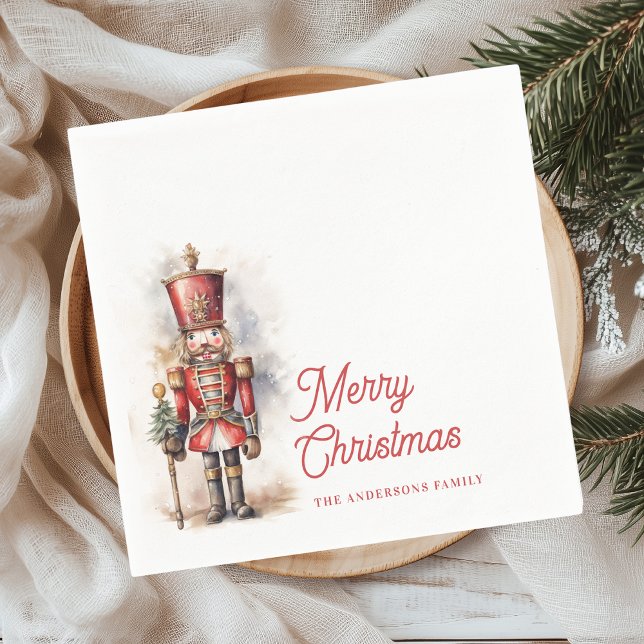 Nutcracker Merry Christmas Personalised Name  Napkin (Creator Uploaded)