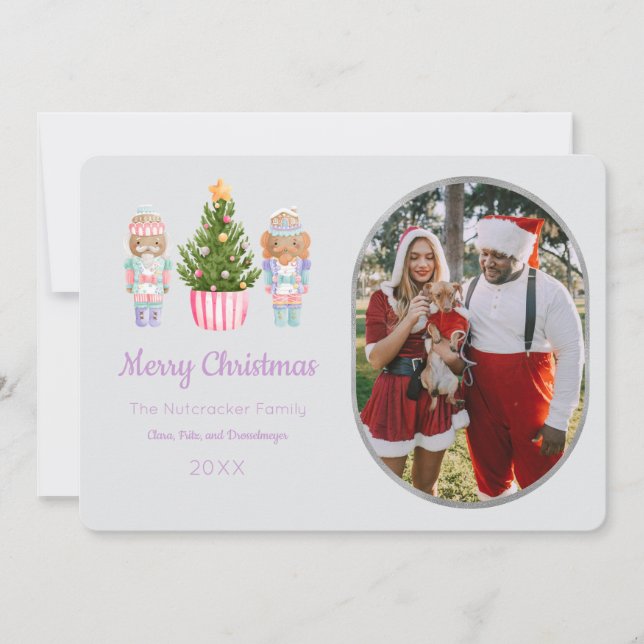 Nutcracker Merry Christmas Photo Greeting Card (Front)