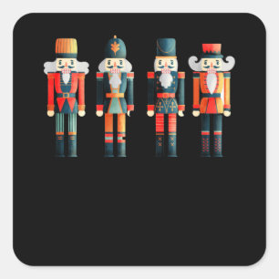 Nutcracker Merry Christmas Square Sticker