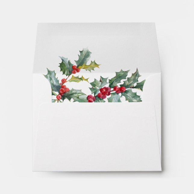 Nutcracker Merry Christmas Watercolor Greenery Envelope (Back (Bottom))