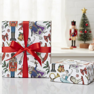 Nutcracker Mouse King Ballerina Christmas Pattern Wrapping Paper