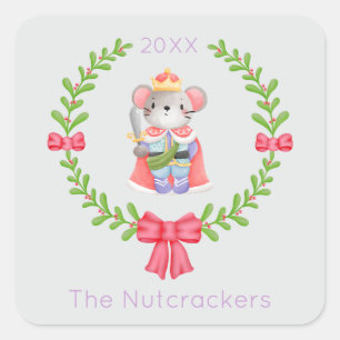 Nutcracker Mouse King Christmas Square Sticker