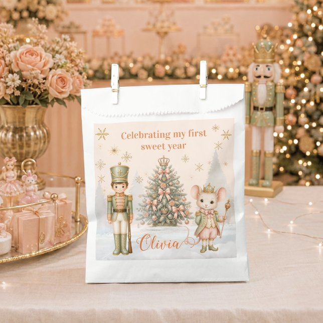 Nutcracker Mouse King Soldier Sweet One Birthday  Favour Bag (Nutcracker Sugar Plum Fairy Soldier Mouse Favor Bag)