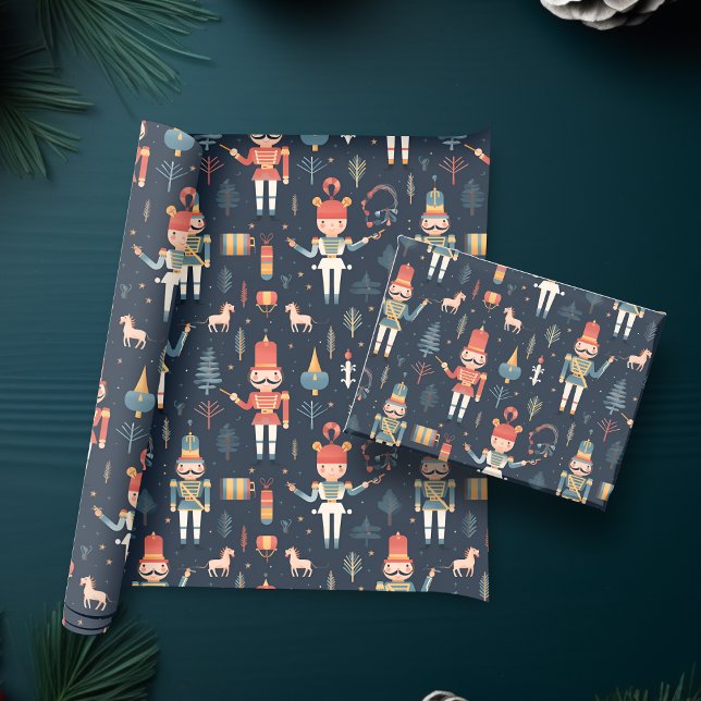 Nutcracker Navy Blue Festive Christmas Wrapping Paper (Nutcracker Navy Blue Festive Christmas Wrapping Paper)