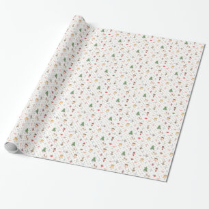 Nutcracker on White and Gold Polka Dot Wrapping Paper