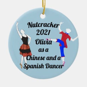 Nutcracker Ornament-Chinese and  Spanish Dancer Ceramic Ornament