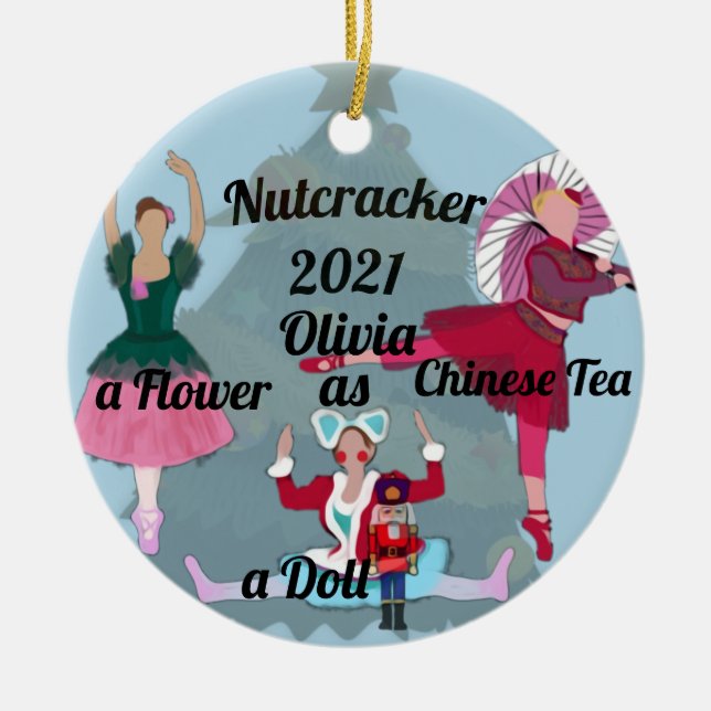 Nutcracker Ornament-Flower, Doll and Chinese Tea Ceramic Ornament (Front)