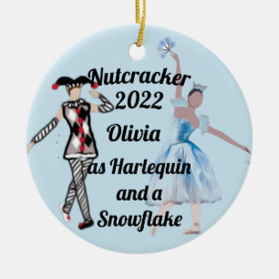 Nutcracker Ornament-Harlequin and SnowflakeCeramic Ceramic Ornament