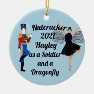 Nutcracker Ornament-Soldier and Dragonfly  Ceramic Ornament
