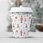 Nutcracker Paper Cups<br><div class="desc">These cute and unique holiday Christmas paper cups feature hand-painted watercolor nutcracker toy soldiers around a beautiful tree with adorable vintage toys arranged in a whimsical pattern. Find matching items in the Christmas Holiday Nutcracker Collection.</div>