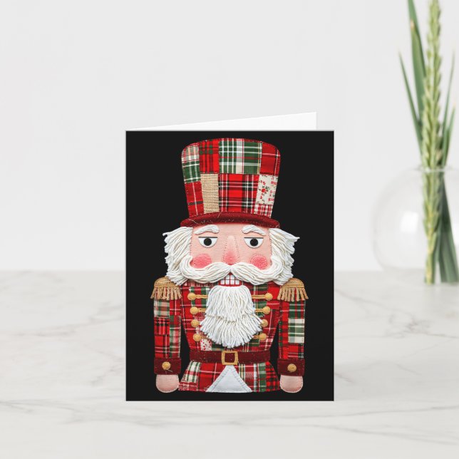 Nutcracker Patchwork Merry Christmas Pajamas Men W Card (Front)