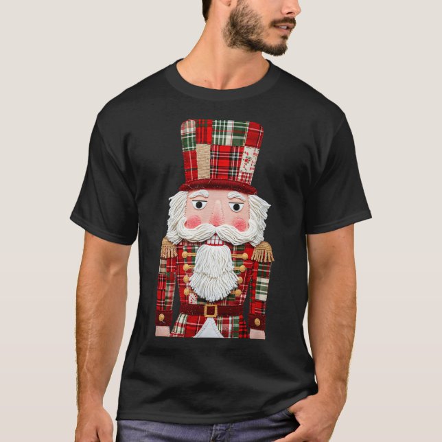 Nutcracker Patchwork Merry Christmas Pajamas Men W T-Shirt (Front)