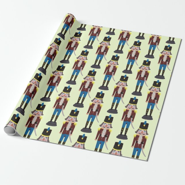 Nutcracker Pattern Christmas Soldier Wrapping Paper (Unrolled)