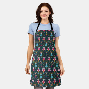 Nutcracker Pattern Green Animals Apron