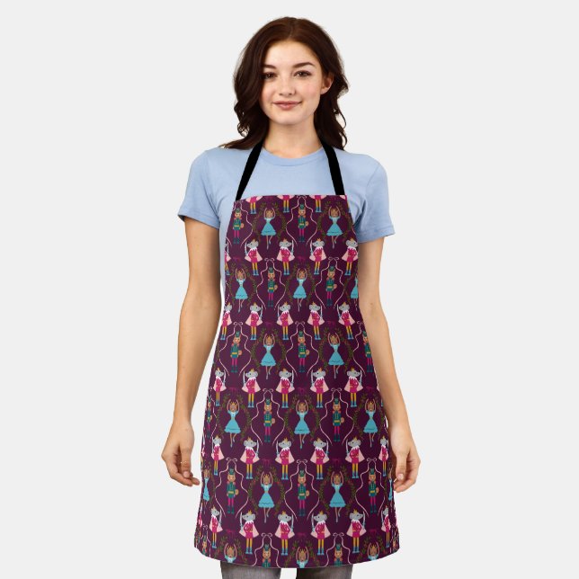 Nutcracker Pattern Red Animals Apron (Worn)