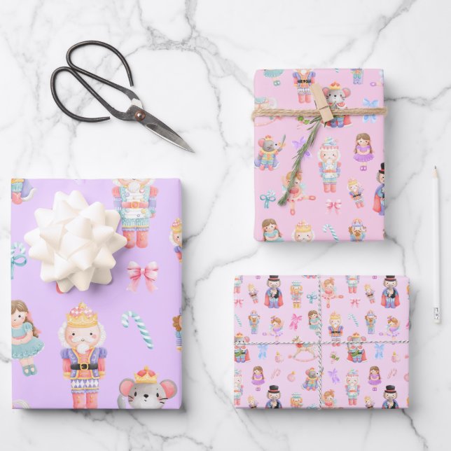 Nutcracker Pattern Wrapping Paper Sheet (Front)
