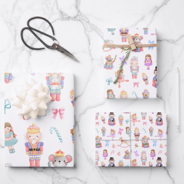 Nutcracker Pattern Wrapping Paper Sheet (Front)