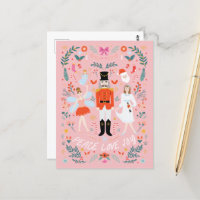 Nutcracker Peach Peace Love Joy Christmas Postcard
